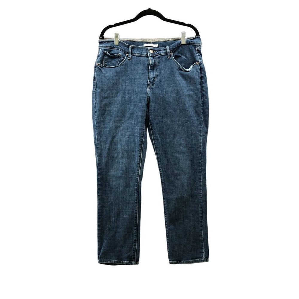 Levi's Classic Straight Jeans Womens 32 Blue Mid Rise Stretch Medium Wash